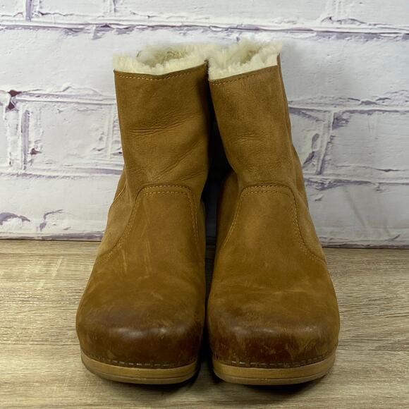 Dansko Bettie Shearling Lined Boots Women's 38 US 7.5-8 Brown Sheepskin Leather - Picture 2 of 10